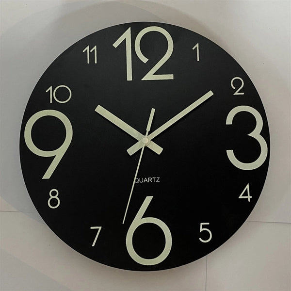 Luminous Wooden 12 Inch Silent Non-Ticking Wall Clock