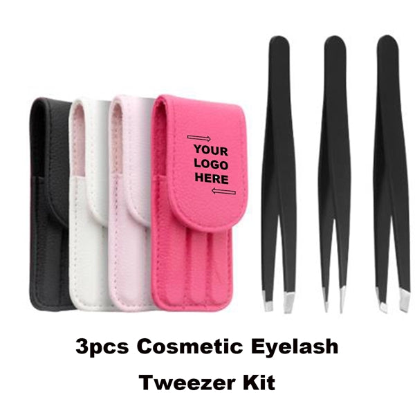 3pcs Cosmetic Eyelash Tweezer Kit