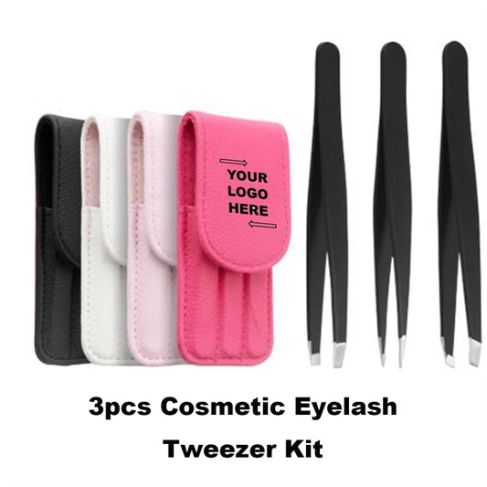3pcs Cosmetic Eyelash Tweezer Kit