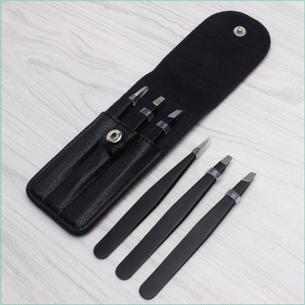 3pcs Cosmetic Eyelash Tweezer Kit