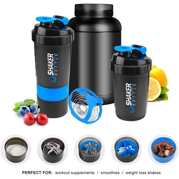 16oz 3-layer Protein Shaker Bottle