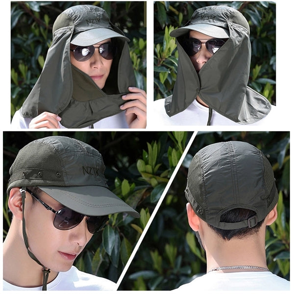Outdoor Fishing Hat with Face Cover & Neck Flap