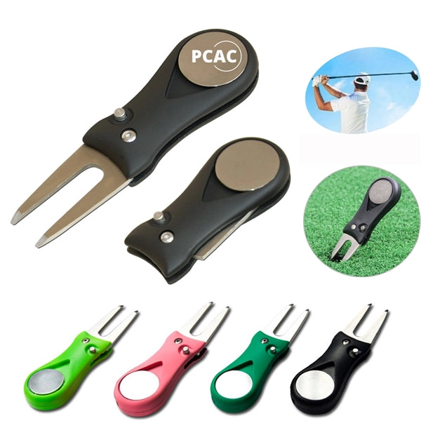 Foldable Golf Divot Repair Tool with Ball Marker