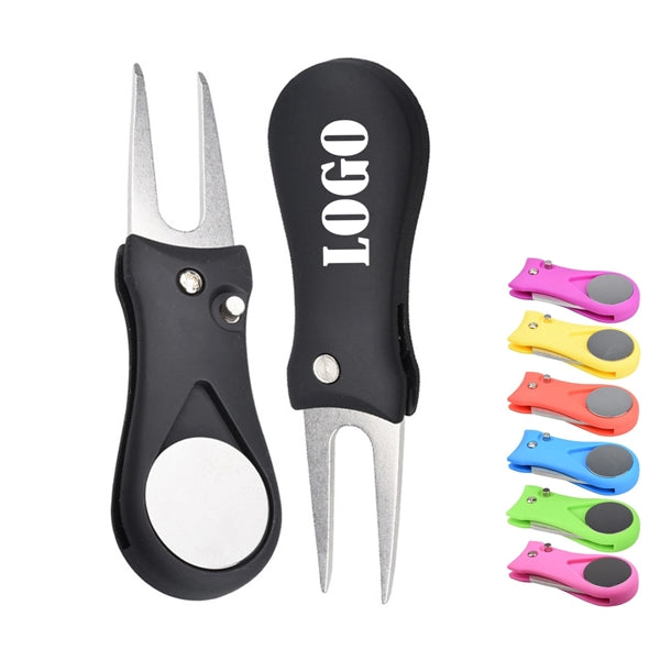 Foldable Golf Divot Repair Tool with Ball Marker