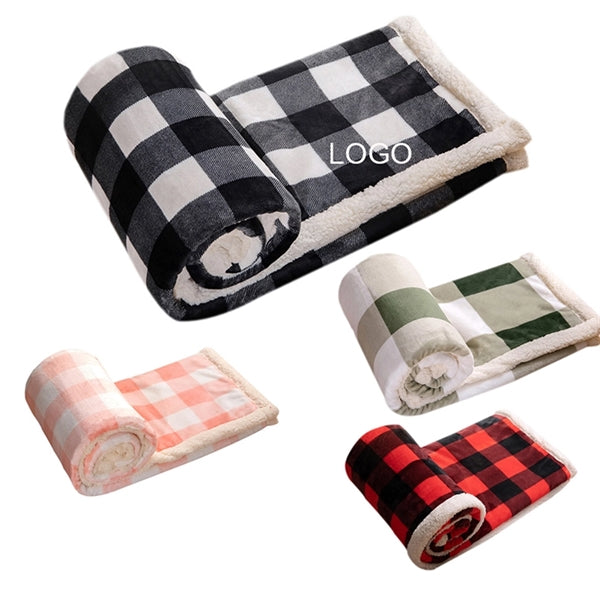 Black and White Plaid Bed Blanket