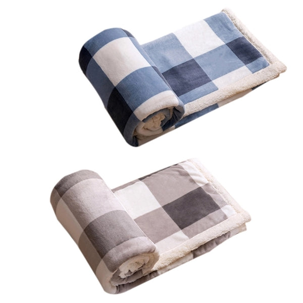 Black and White Plaid Bed Blanket