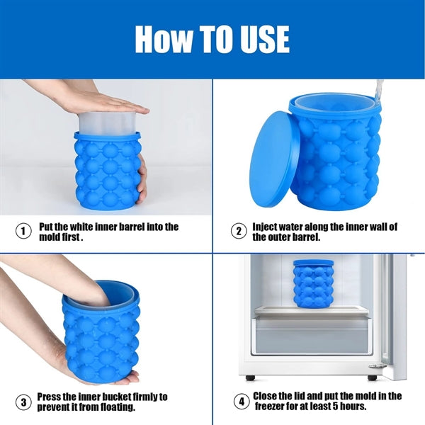Large Portable Silicone Ice Bucket With Lid