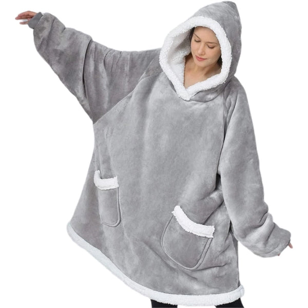 Blanket Hoodie with Deep Pocket and Elastic Sleeve