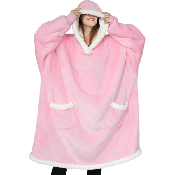 Blanket Hoodie with Deep Pocket and Elastic Sleeve