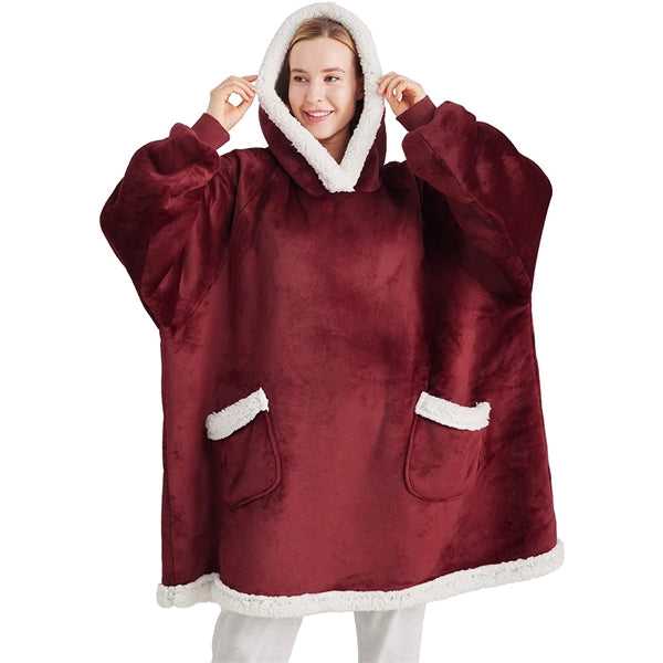 Blanket Hoodie with Deep Pocket and Elastic Sleeve