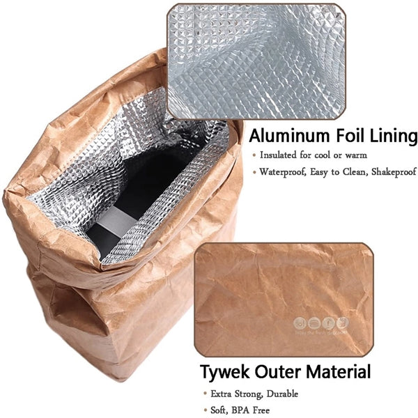 12" Insulated Brown Paper Lunch Bags