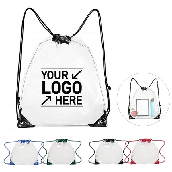 Clear PVC Drawstring Backpack w/ Matching Cinch Bag