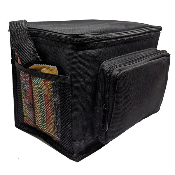 6 Pack Poly Cooler Bag Front and Side Pockets 600D