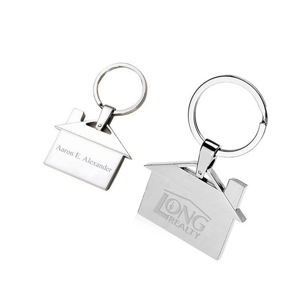 House Shaped Metal Keychain