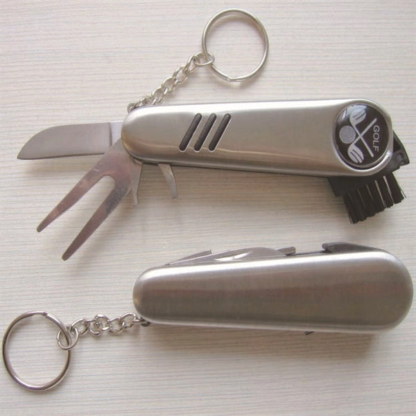 Multi Functional Keychain Golf Divot Tool With Pocket Knife