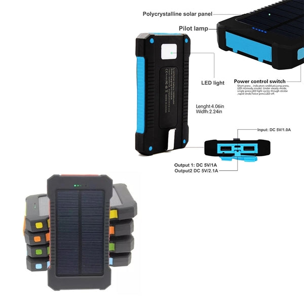Solar Power Bank With Carabiner 8000 mAh
