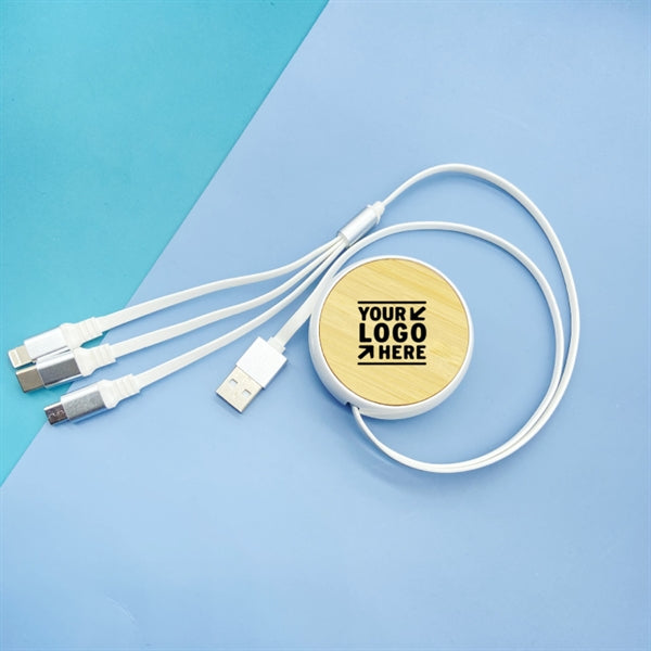 Eco Friendly Stretchable Bamboo 4 in 1 USB Charging Cable