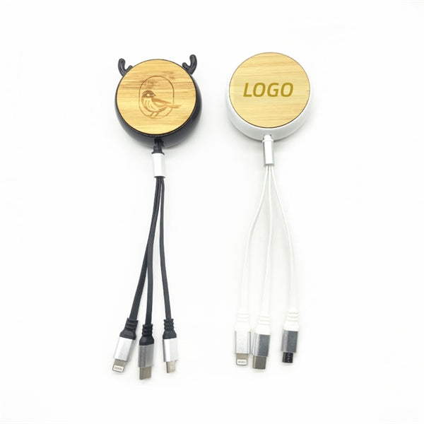 Eco Friendly Stretchable Bamboo 4 in 1 USB Charging Cable