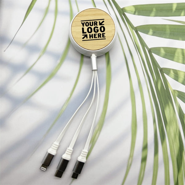 Eco Friendly Stretchable Bamboo 4 in 1 USB Charging Cable