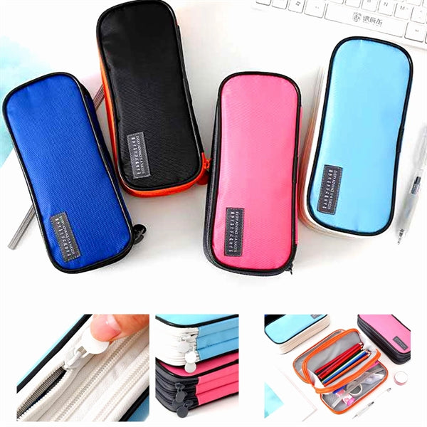 3 Compartments Zipper Pencil Bag
