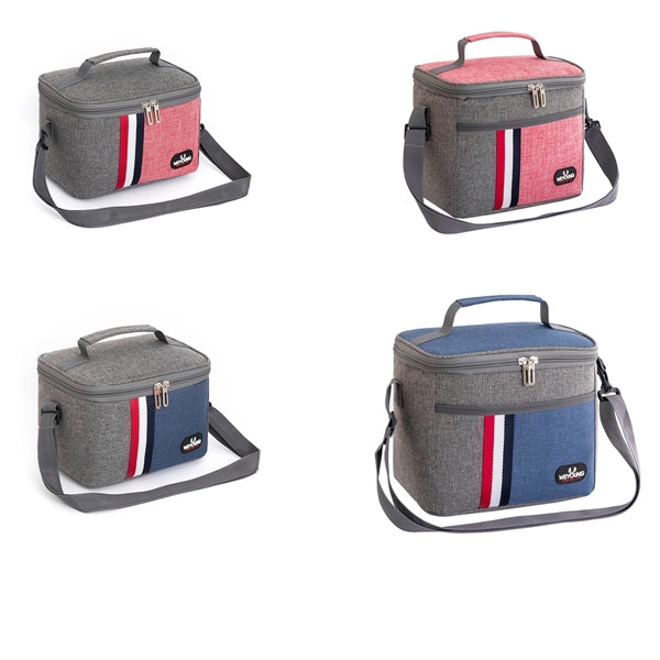 Blue Insulated Waterproof Lunch Bag With Shoulder Strap