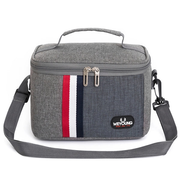 Blue Insulated Waterproof Lunch Bag With Shoulder Strap