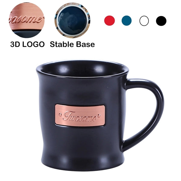 Classic Ceramic Mug With Brass Plate