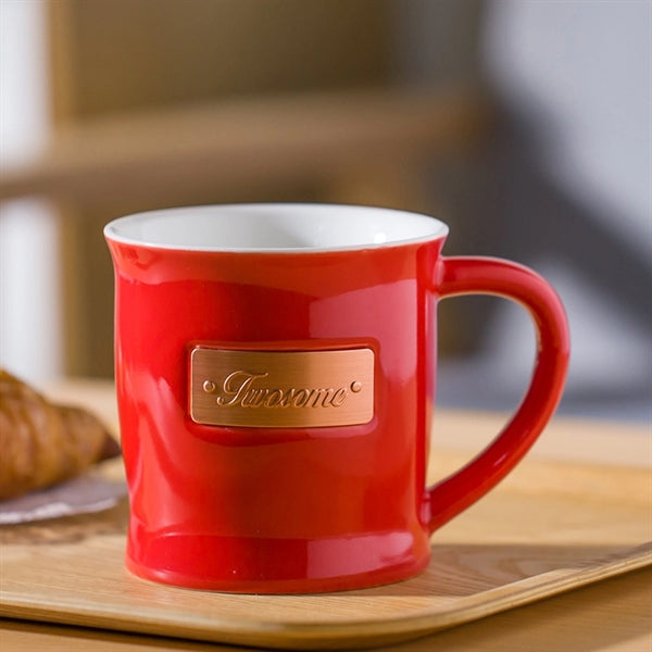 Classic Ceramic Mug With Brass Plate
