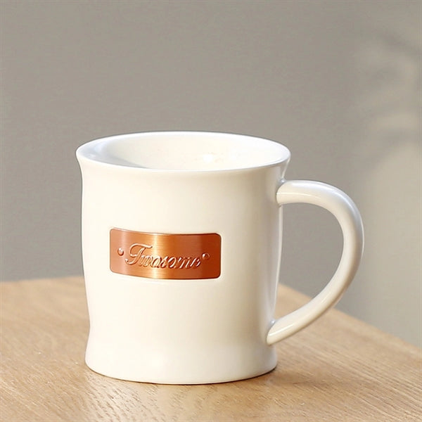 Classic Ceramic Mug With Brass Plate
