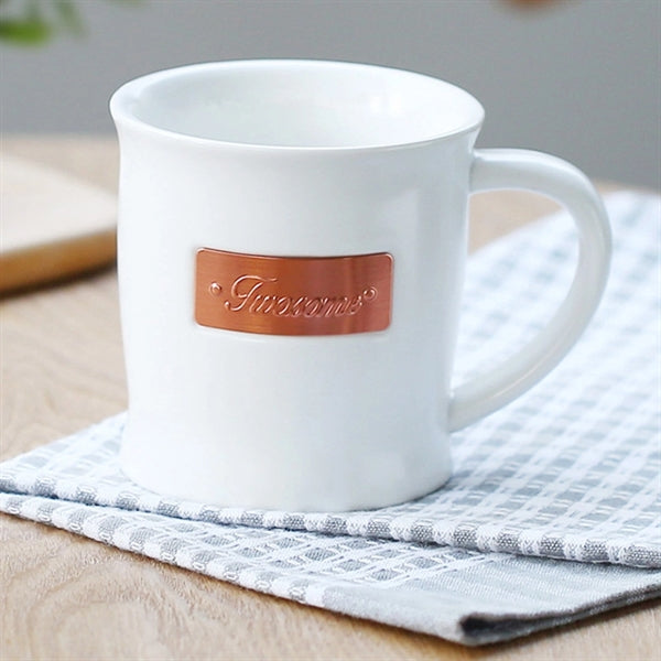Classic Ceramic Mug With Brass Plate