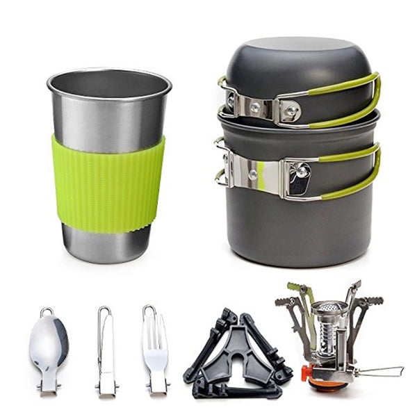 Portable 8 Pieces Camping Cookware Kit