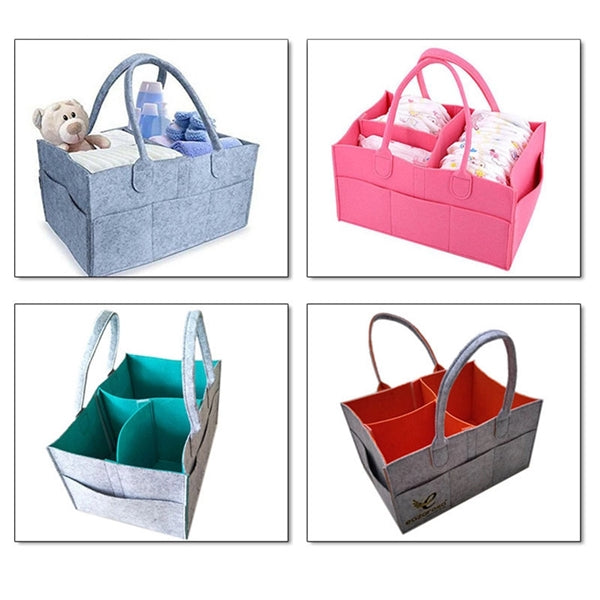 Multifunctional Felt Storage Basket And Baby Diaper Caddy