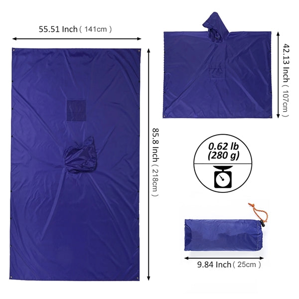 3 in 1 Outdoor Hooded Rain Ponchos/Mat/Tent Trap