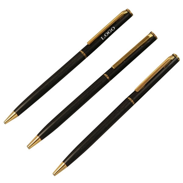 Slim Twist Metal Hotel Pen With Gold Trim