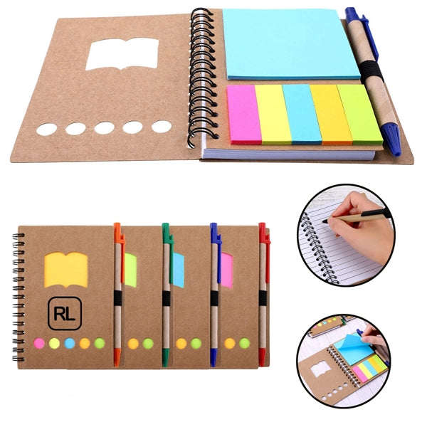 Spiral Notebook with Pen In Holder and Tabs