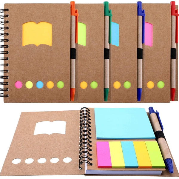 Spiral Notebook with Pen In Holder and Tabs
