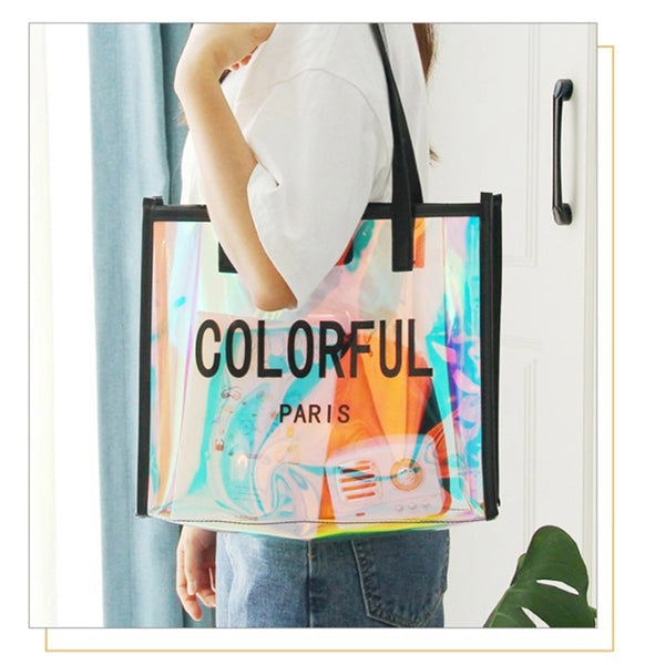 Fashion Holographic Transparent Clear PVC Handbag Tote Bags