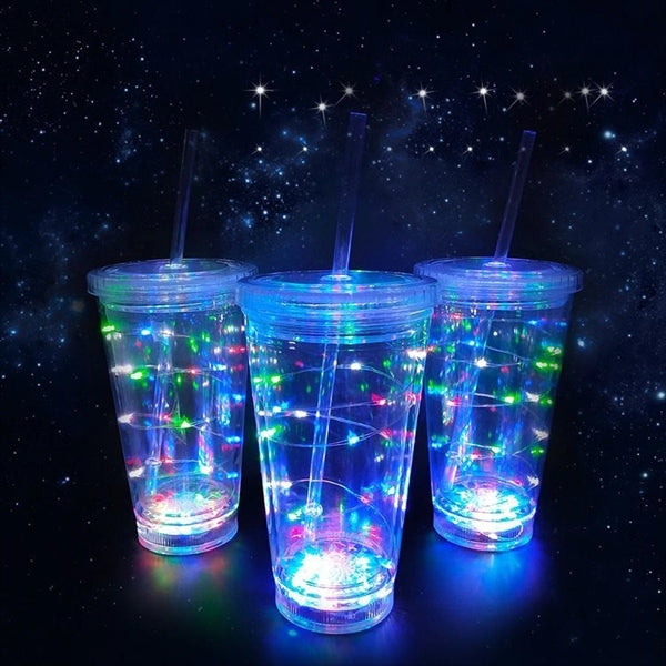 16 oz LED String Double-layer Plastic Tumbler