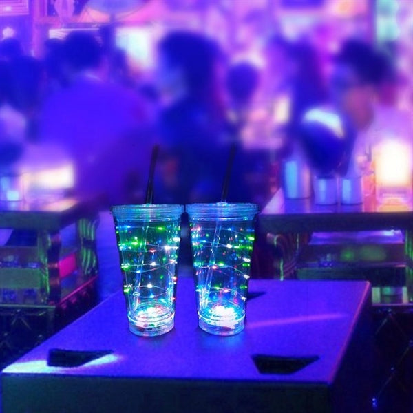 16 oz LED String Double-layer Plastic Tumbler