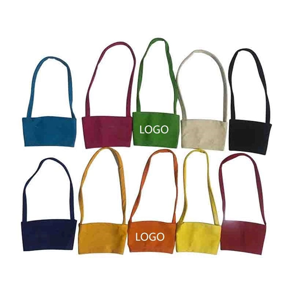 Portable milk tea cup canvas tote bag handle
