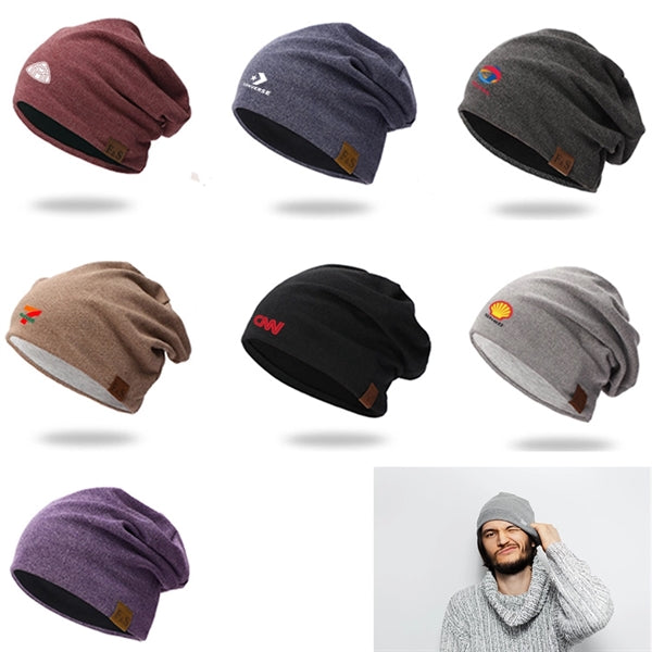 Twill Cotton Sports Beanie With Fleece Inside