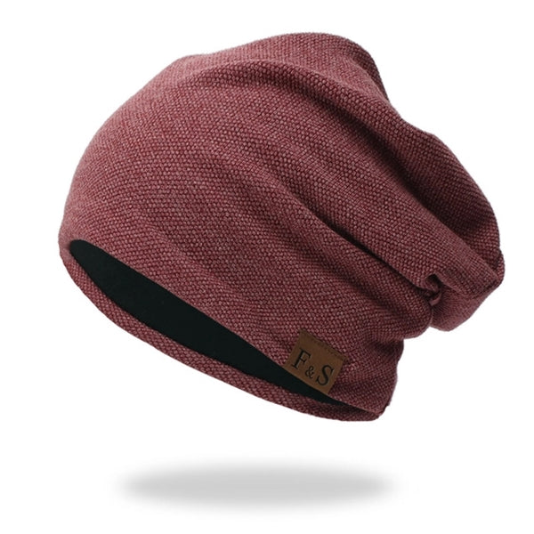 Twill Cotton Sports Beanie With Fleece Inside