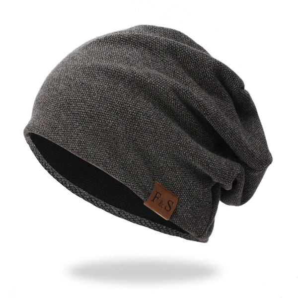 Twill Cotton Sports Beanie With Fleece Inside