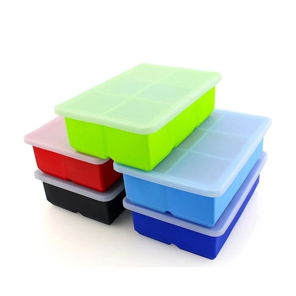 Silicone Extra Large Ice Mold Trays for 6 Square Cubes