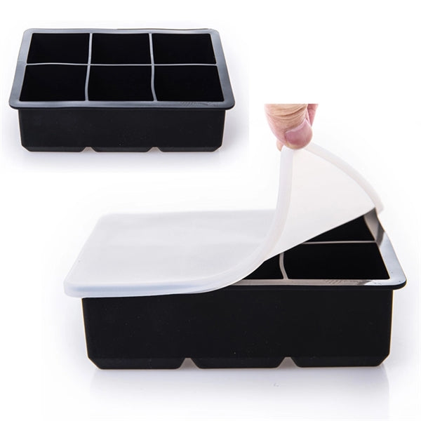 Silicone Extra Large Ice Mold Trays for 6 Square Cubes