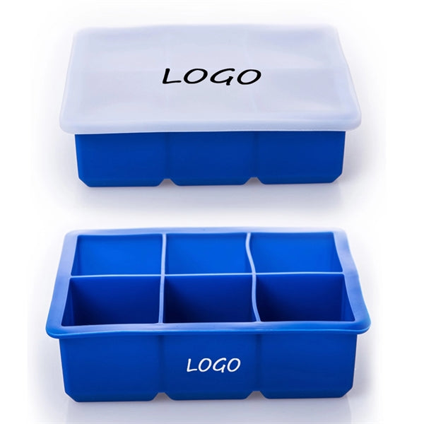 Silicone Extra Large Ice Mold Trays for 6 Square Cubes