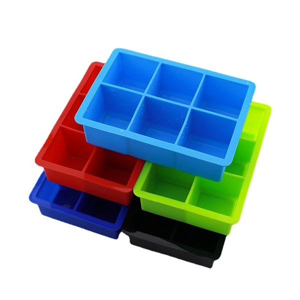 Silicone Extra Large Ice Mold Trays for 6 Square Cubes