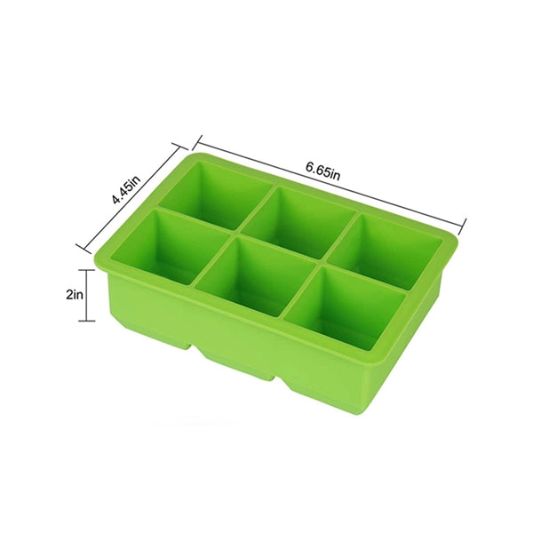 Silicone Extra Large Ice Mold Trays for 6 Square Cubes