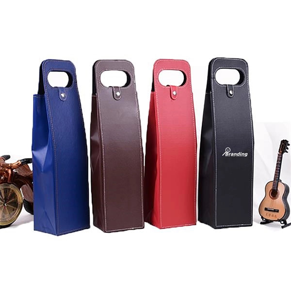 PU Leather Wine Carriers Bag Single Bottle