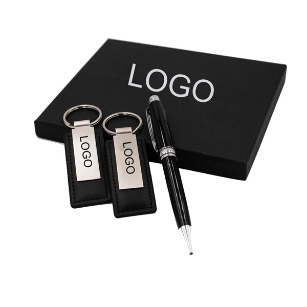 Metal Pen and Leatherette Key Tag Gift Set